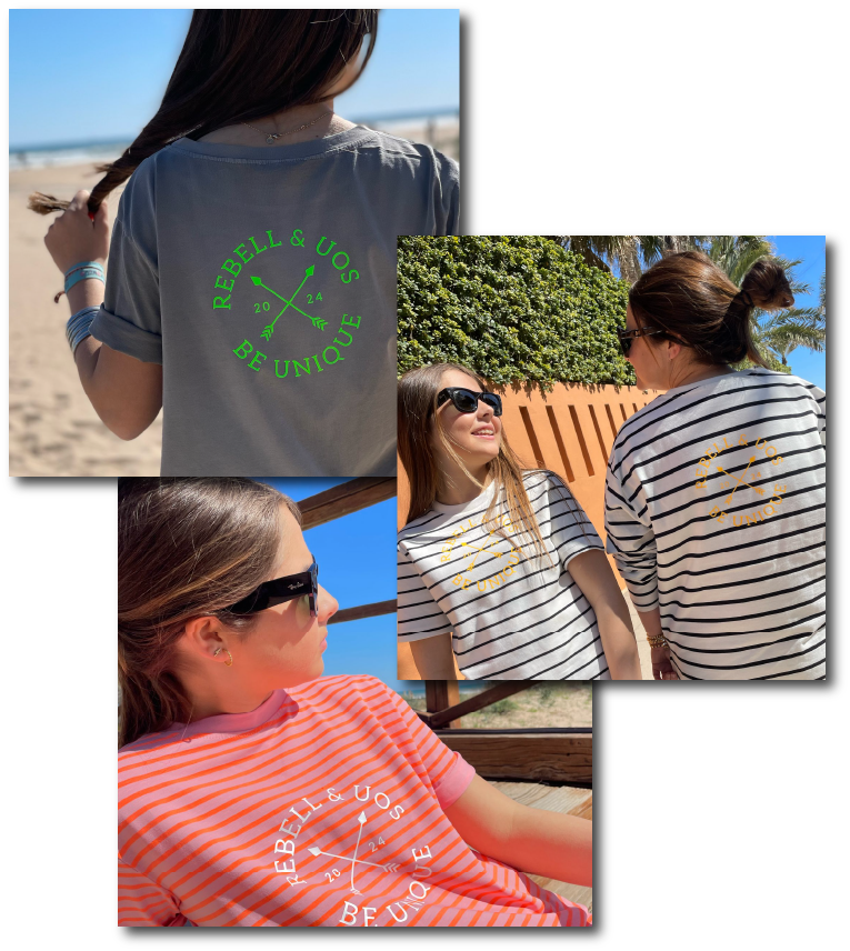 collage de tres fotos superpuestas de niñas usando la ropa de toberebellious
